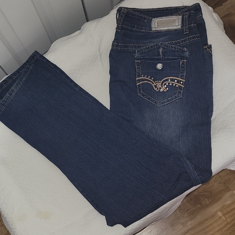 Elegant Boot Cut Women's Jeans in Dark Blue